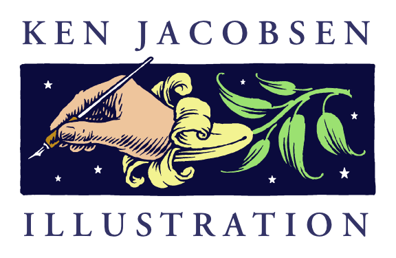 Ken Jacobsen pen and ink illustration logo
