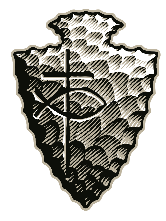 Vector art illustration of an arrowhead in woodcut style