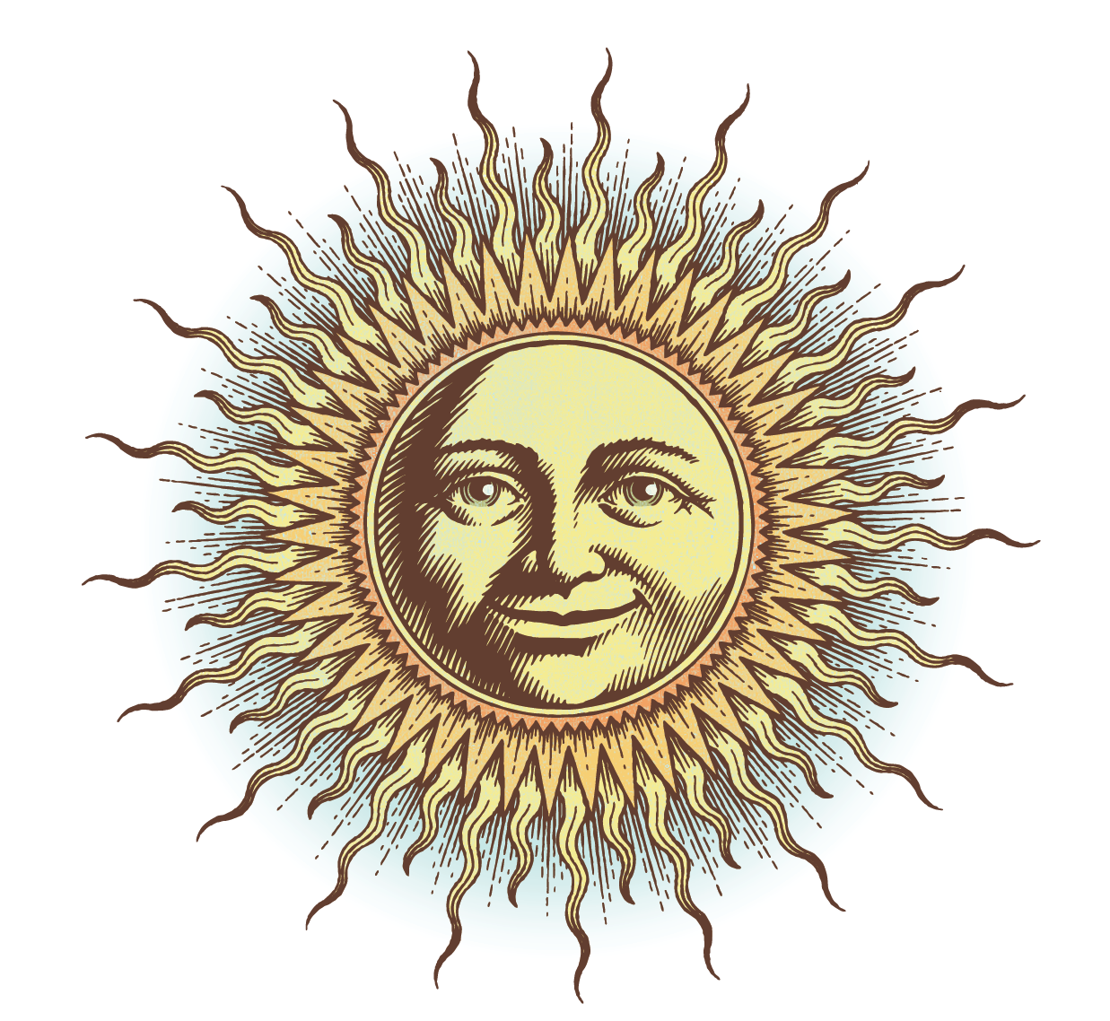 Vector art illustration of a smiling sun width=