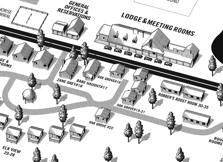 A vector art map for a resort