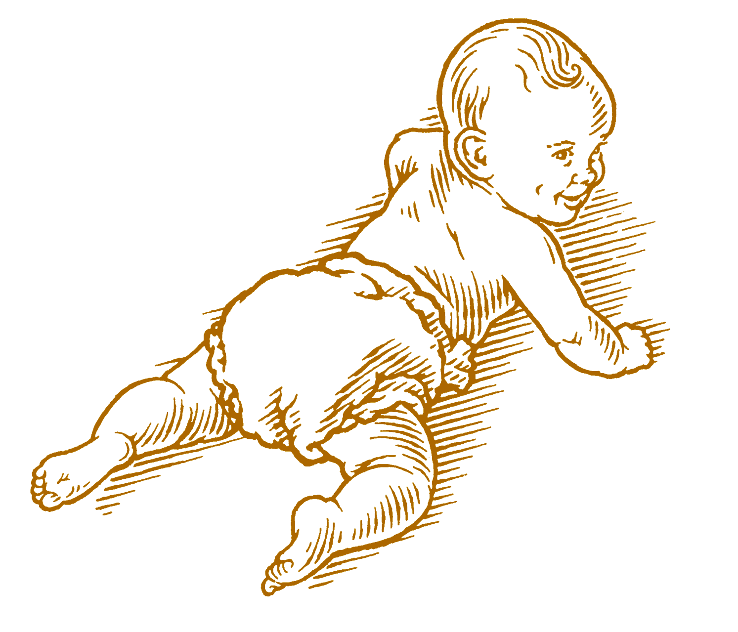 Pen and ink illustration of a baby