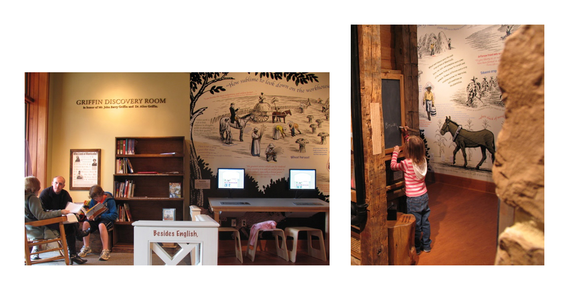 The mural illustration of the Jefferson Plantation slaves at work that was drawn by Ken Jacobsen.